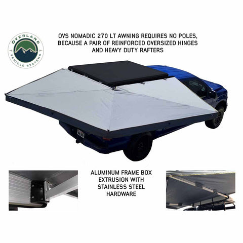 Nomadic Awning 270LT Degree - Passenger Side Dark Gray Awning With Black Cover