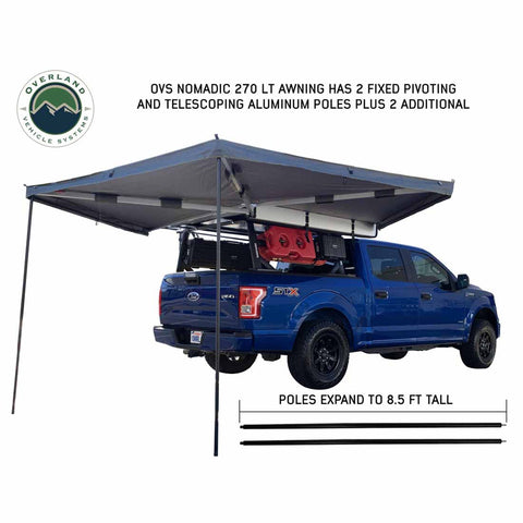 Nomadic Awning 270LT Degree - Passenger Side Dark Gray Awning With Black Cover