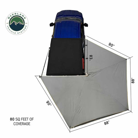 Nomadic Awning 270LT Degree - Passenger Side Dark Gray Awning With Black Cover