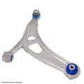 Metal control arm with RalliTEK liftted control arm bushings on a white background