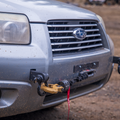 Close Up of RalliTEK Hidden Winch Mount Bumper installed onto a SG 2007 Subaru Forester XT