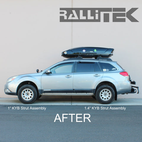 RalliTEK 1.4" Rear Raised Overload Springs & KYB Struts Assembled - Outback 2010-2014