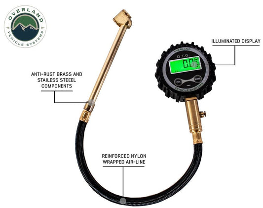 Overland Vehicle Systems - Digital Tire Gauge with Storage Bag