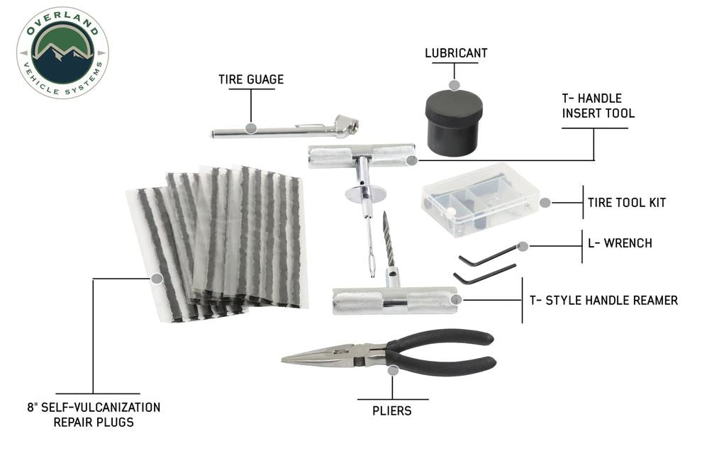 Overland Vehicle Systems - Tire Repair Kit 53 Piece Set
