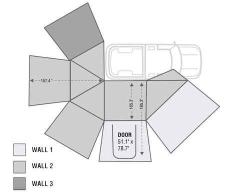 Overland Vehicle Systems - Nomadic 270 Universal Awning - Wall 1 Attachment