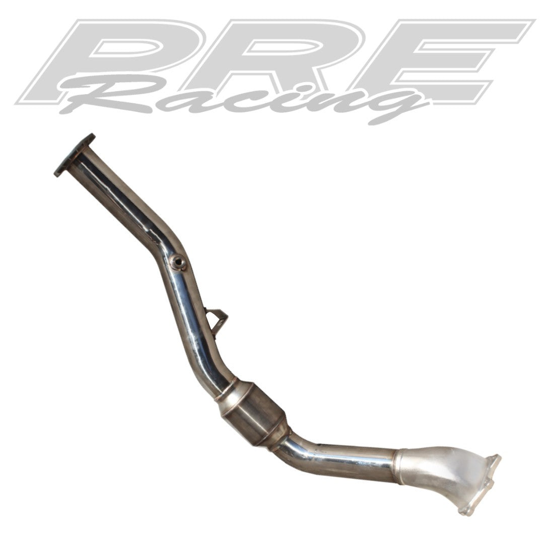 PRE RACING BELL MOUTH DOWNPIPE WITH 3IN HEIGHT OUTPUT GESI EPA APPROVED CAT - 08-14 WRX / 08-21 WRX STI